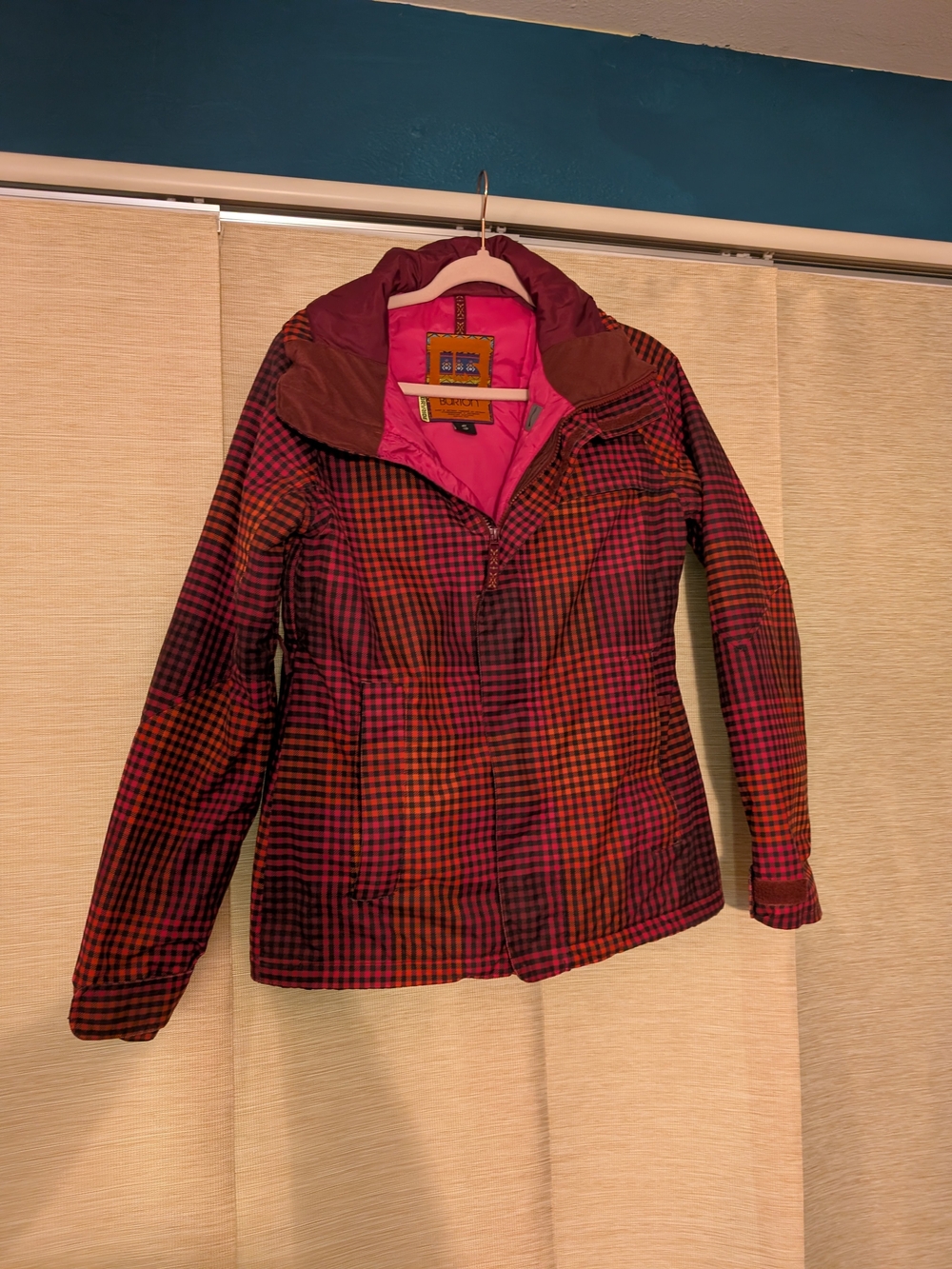Burton Women’s Plaid Ski/ Snowboard Insulated Jacket - Pink/Orange
